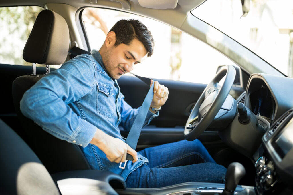 A seatbelt that may be broken already.